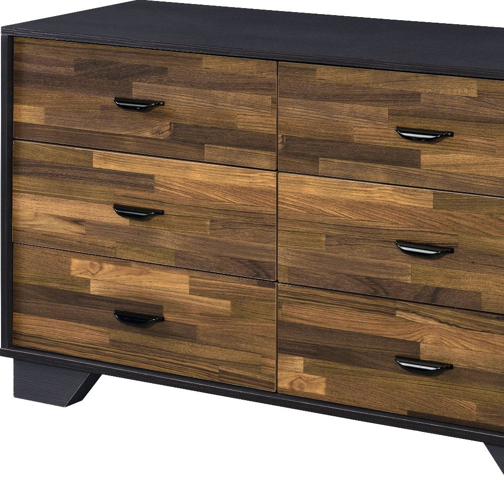 Six Drawer Double Dresser - Walnut Black