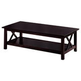 Rachelle - 3 Piece Rectangular Coffee Table Set - Deep Merlot by CoasterEssence | Bel Furniture