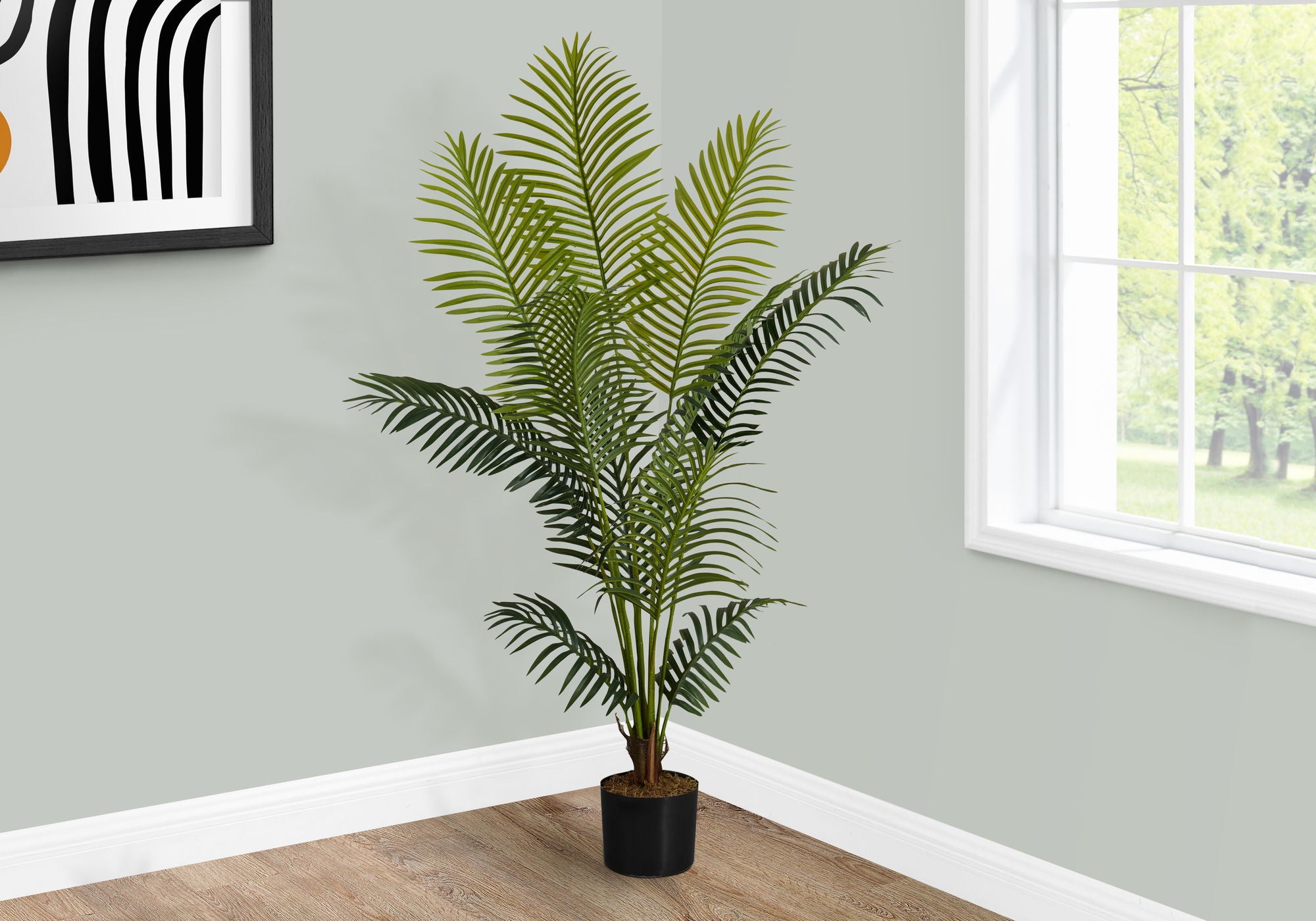 57" Tall, Artificial Plant, Palm Tree, Indoor, Faux, Fake, Floor, Greenery, Potted, Real Touch, Decorative - Green / Black