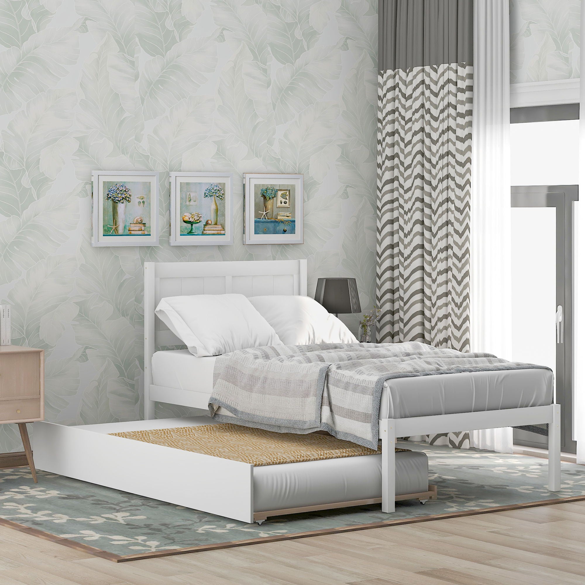 Platform Bed With Trundle - Wood