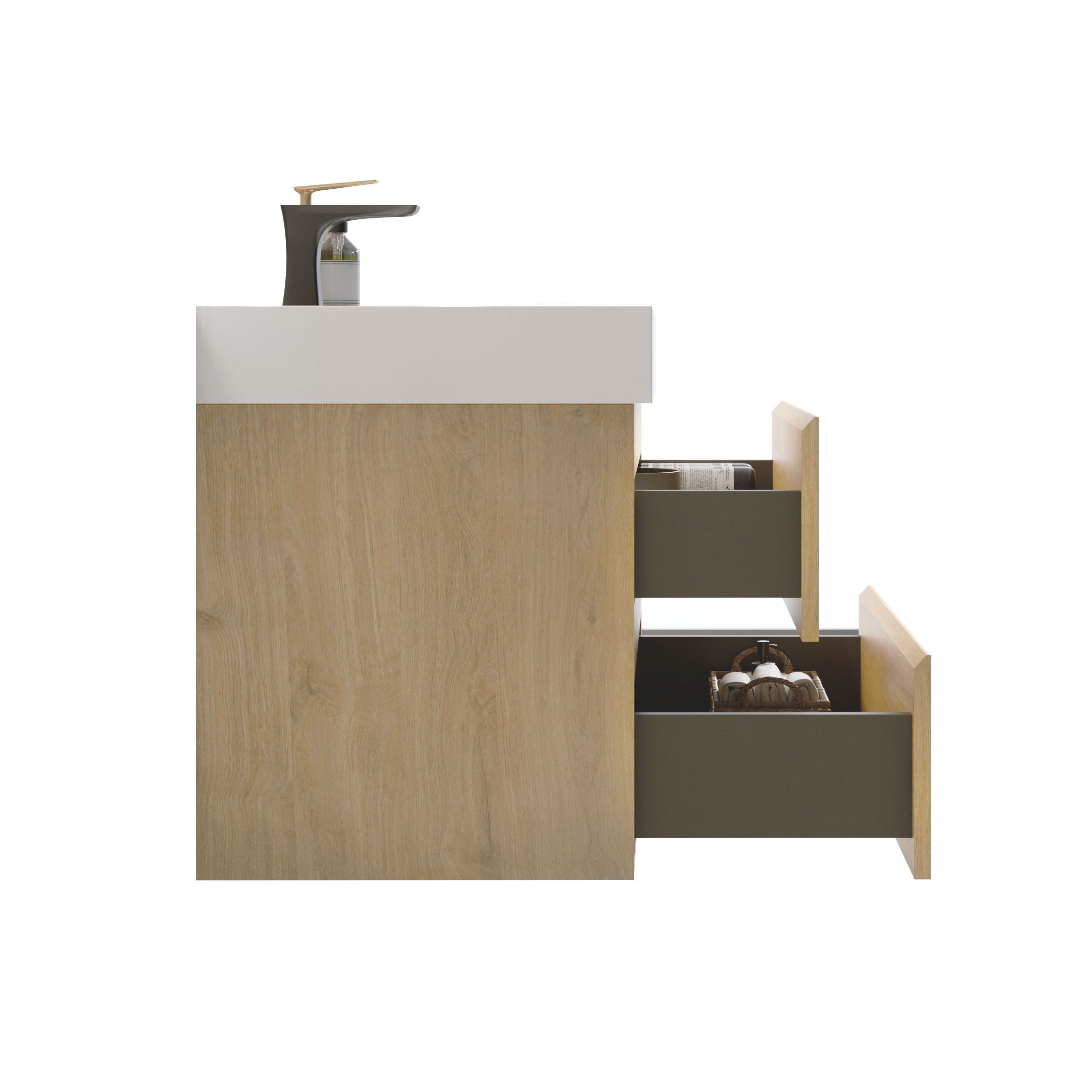 Alice - Bathroom Vanity With Sink, Large Storage Wall Mounted Floating Bathroom Vanity For Modern Bathroom