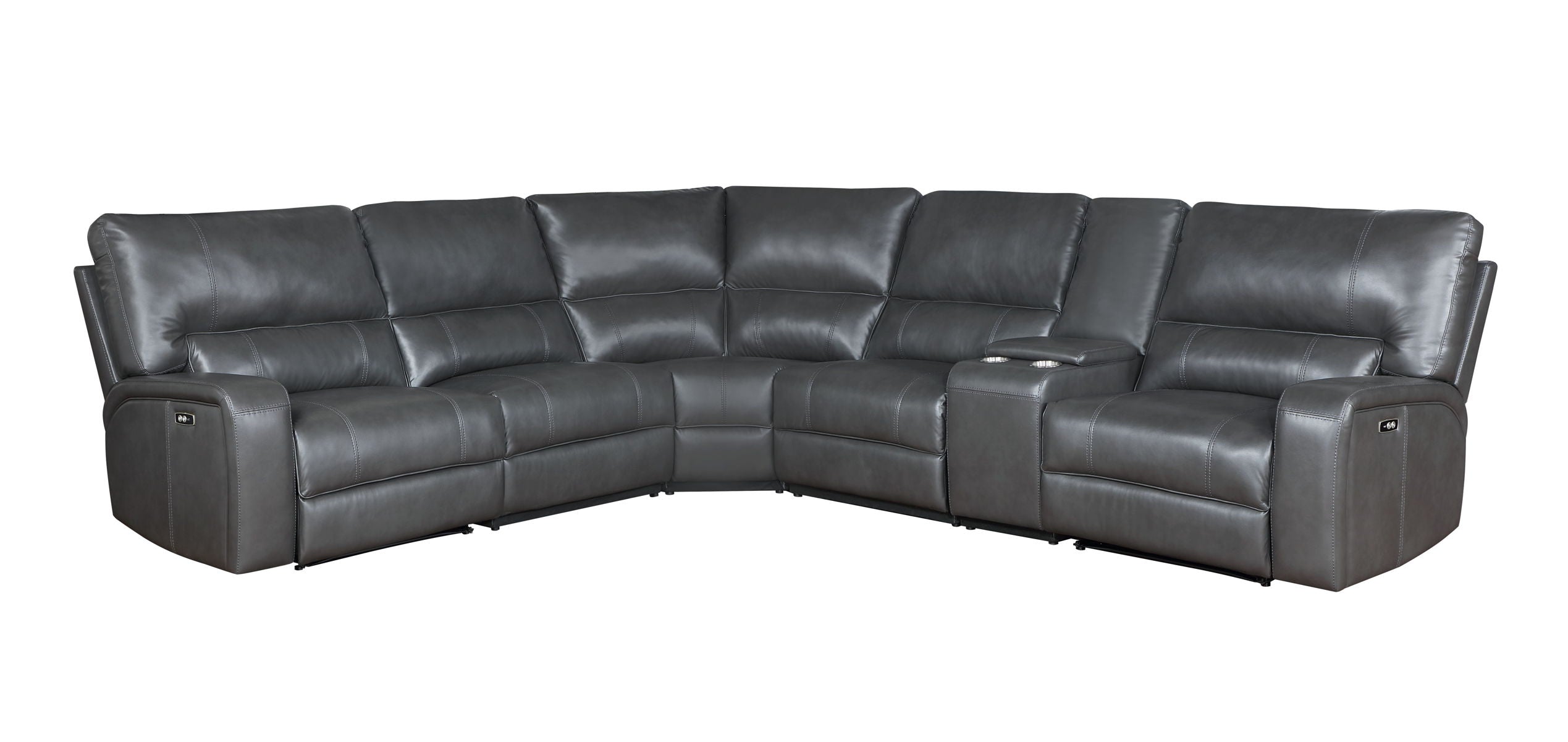 Saul - Power Recliner Sectional Sofa With USB Port Cupholder Console