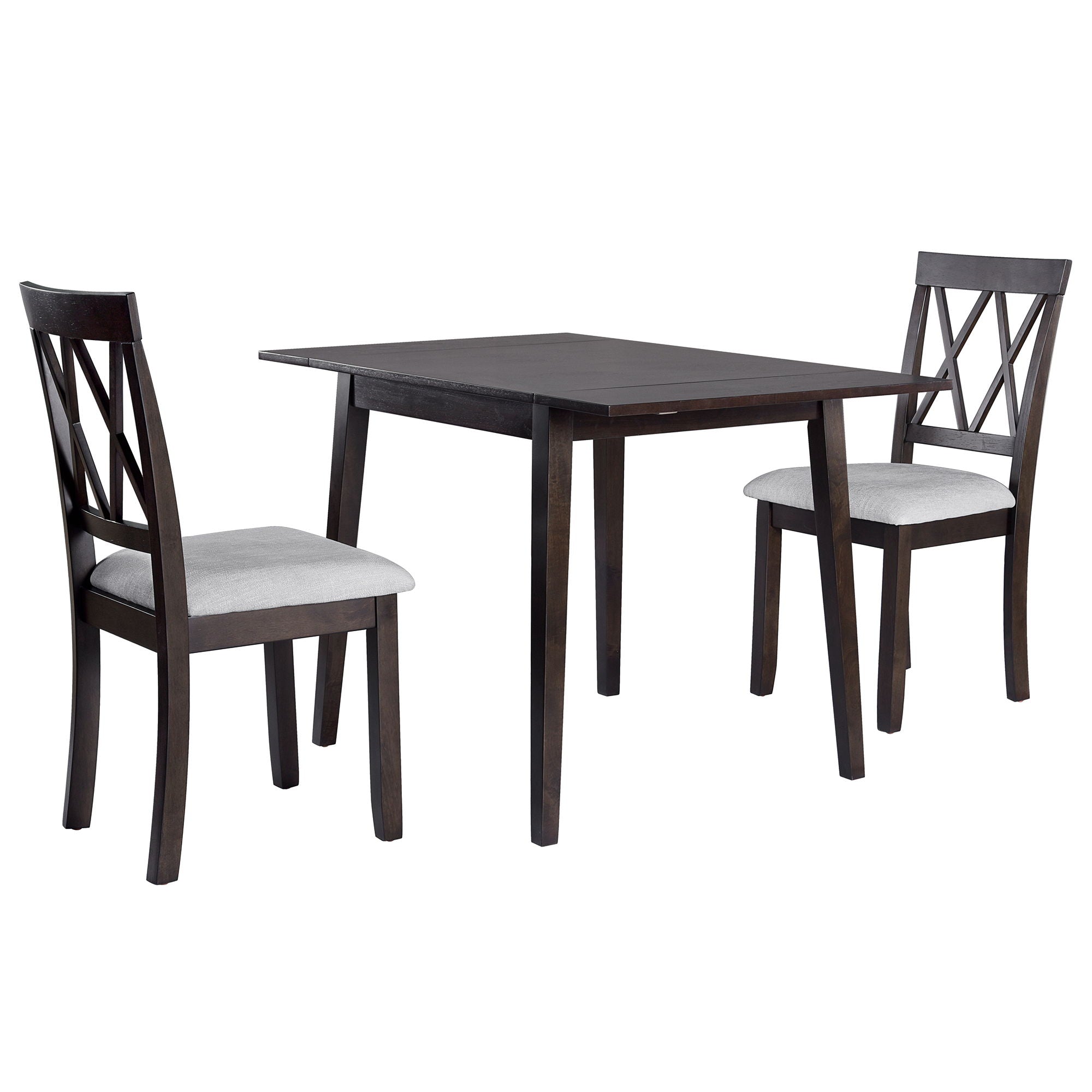 3 Piece Kitchen Dining Set With Drop Leaf Dining Table And 2 Dining Upholstered Chairs, Dining Room Set For Small Places