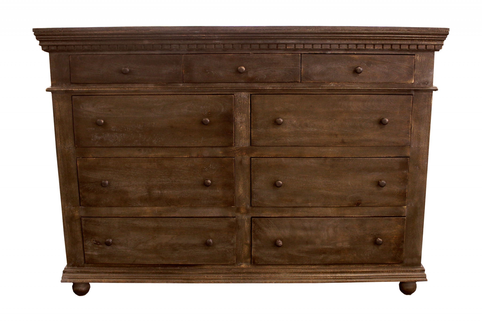 Solid Wood Nine Drawer Gentleman'S Chest - Tobacco