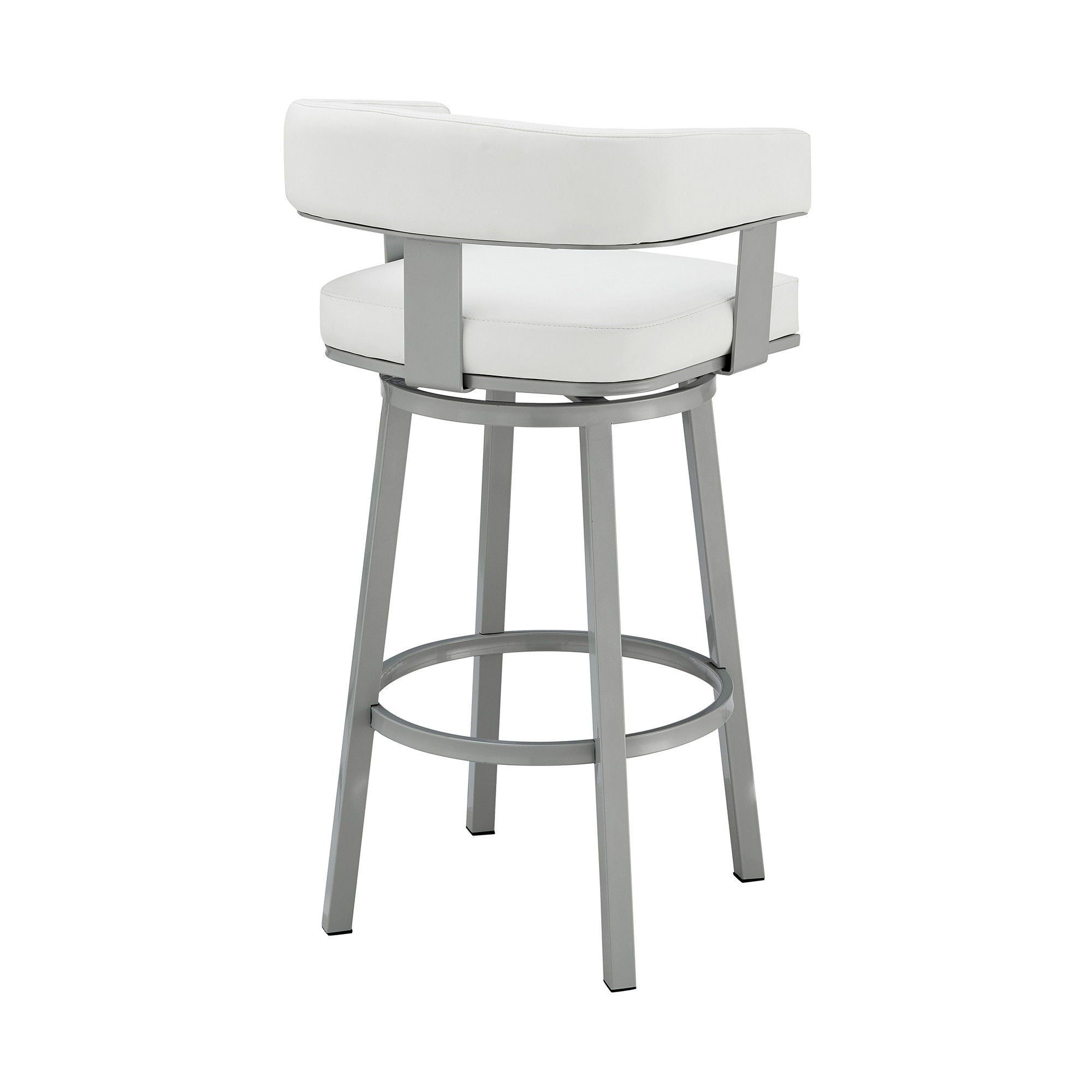 Faux Leather Swivel Low Back Bar Height Bar Chair - White / Gray