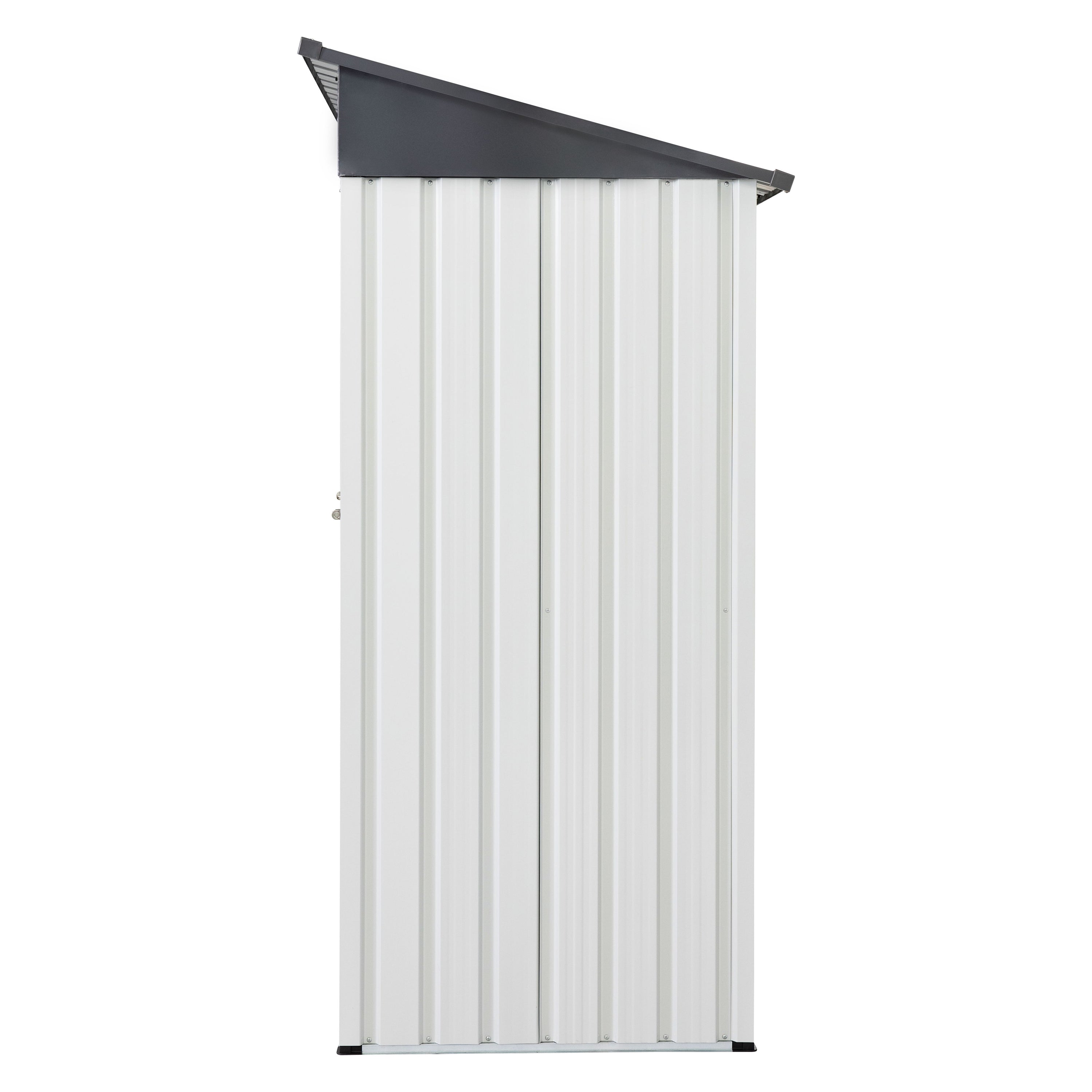 Garden Metal Storage Lifter Shed 5X3X6' Outdoor Storing Tools Rainproof Hinge Door Version - Gray White