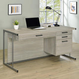 Loomis - 4-Drawer Computer Desk - Whitewashed Gray by CoasterEssence | Bel Furniture