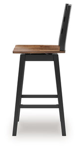 Wildenauer - Tall Swivel Barstool (Set of 2) - Brown / Black