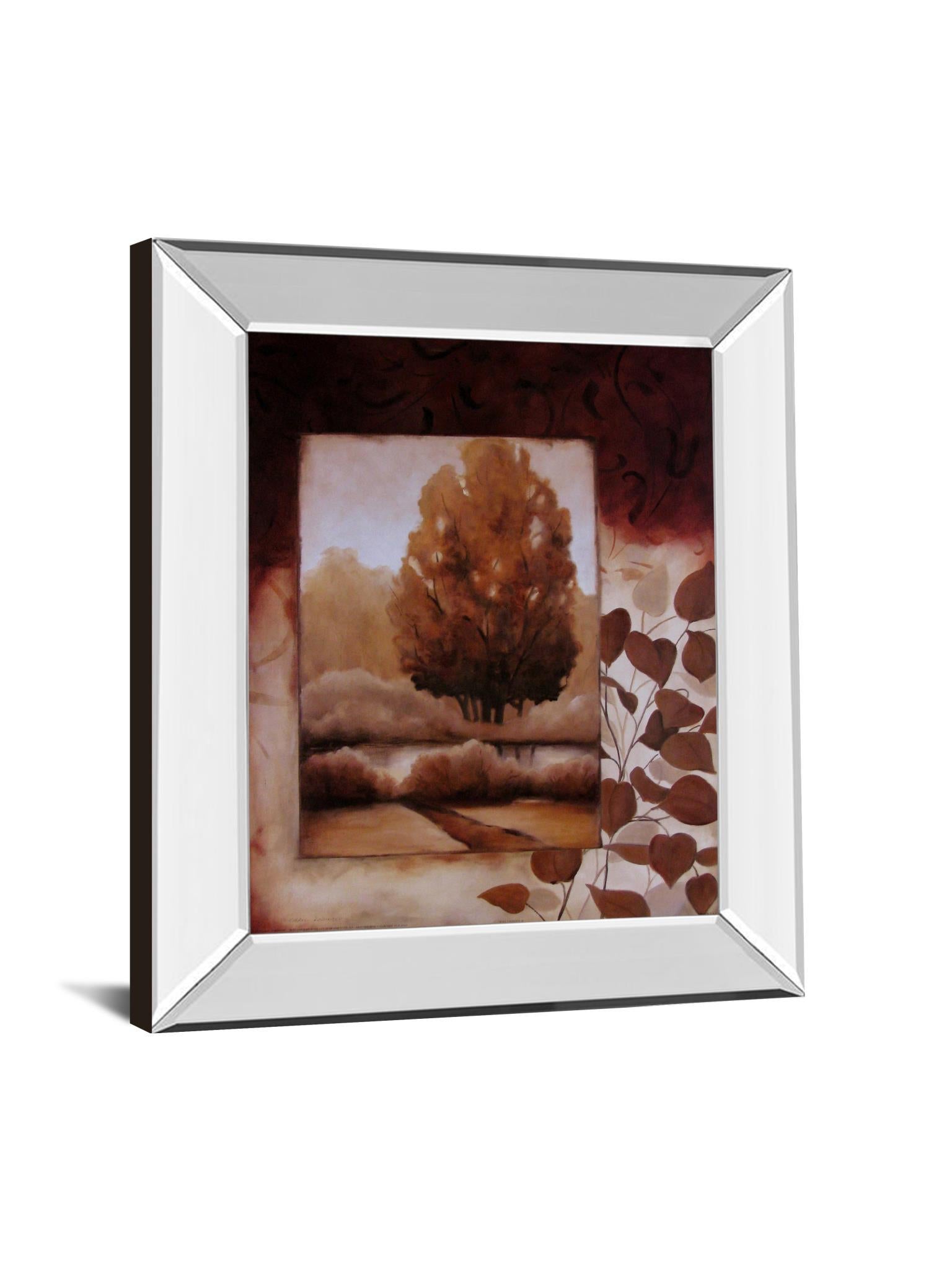 Fall Vignette Il By Carol Robinson - Mirror Framed Print Wall Art - Dark Brown