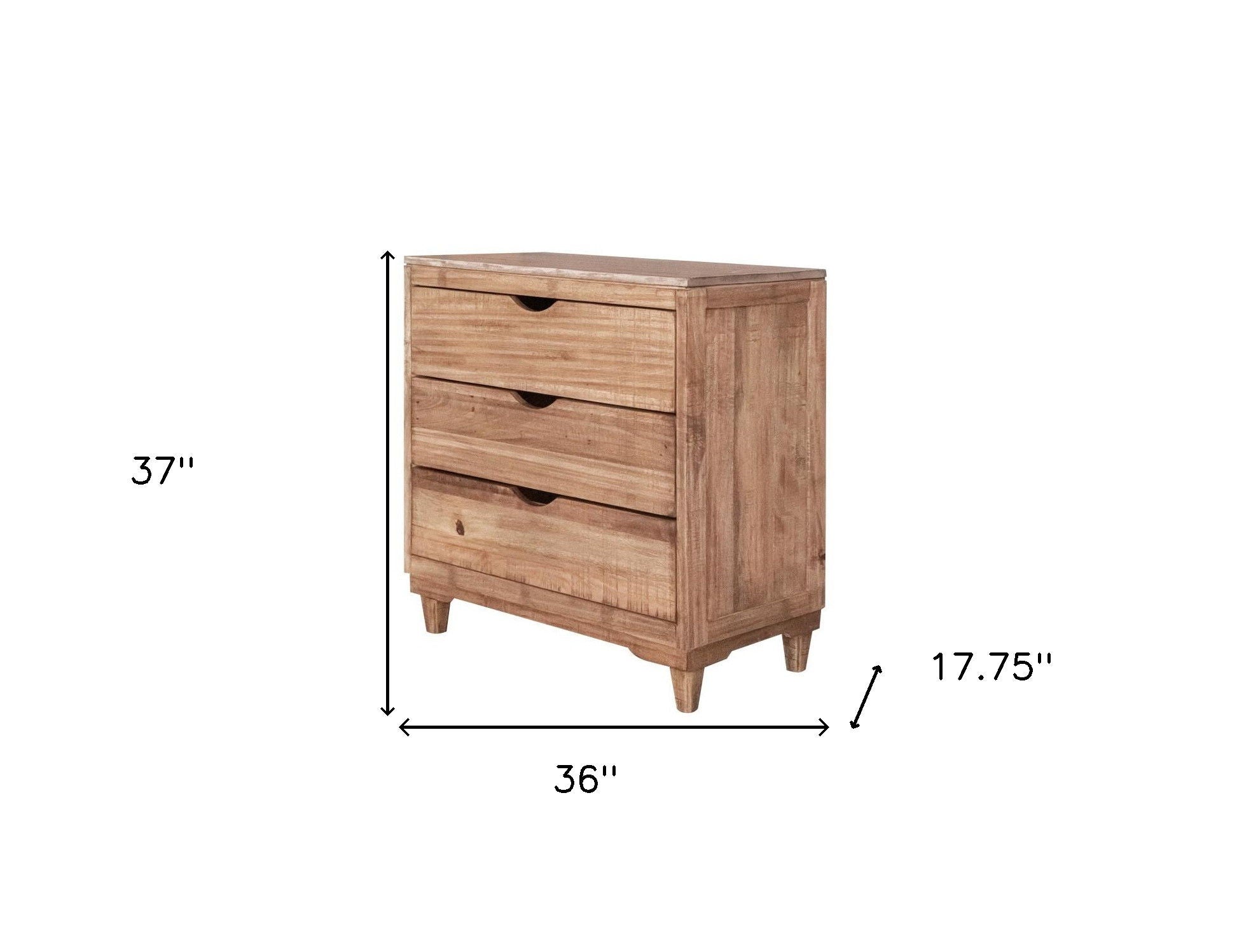 Solid Wood Three Drawer Chest - Natural