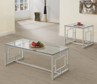 Merced - Rectangular Coffee Table Set Pearl Silver 2 Pc. Coffee Table, End Table by Coaster Fine Furniture | Bel Furniture