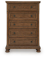 Zackaryn - Five Drawer Chest - Warm Brown