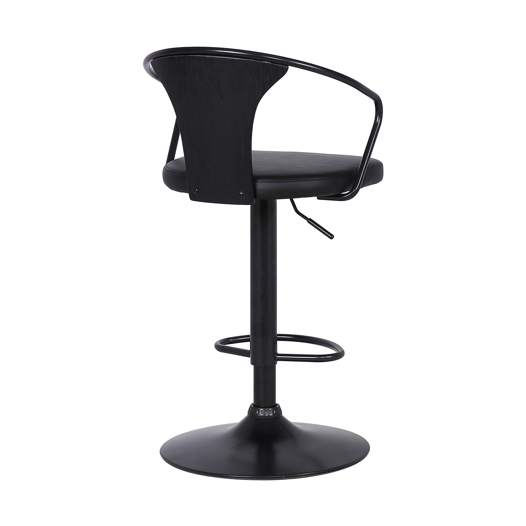 Swivel Low Back Adjustable Height Bar Chair - Black