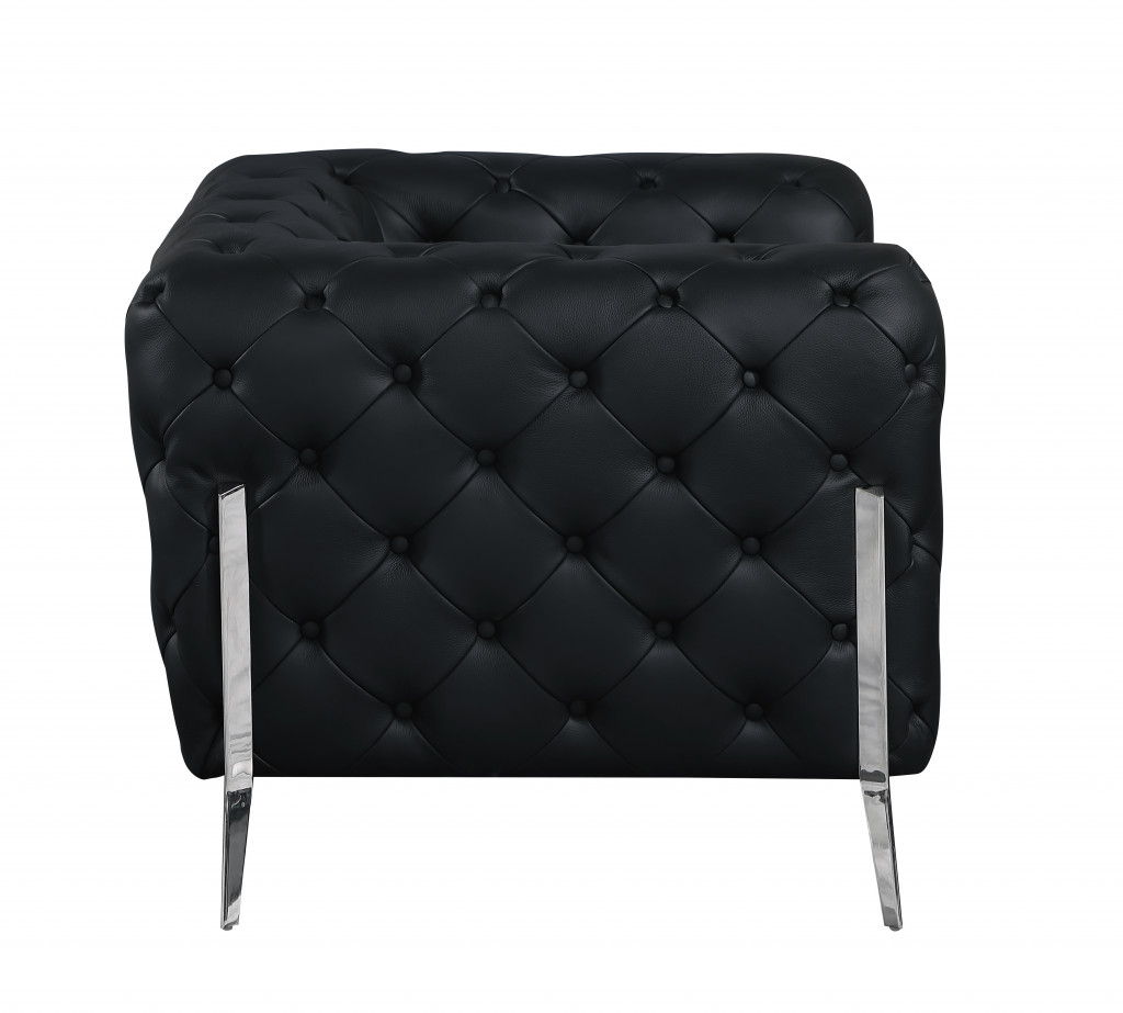 Italian Leather Loveseat - Black