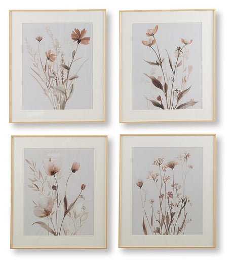 Chettings - Beige / Gray / Blush - Wall Art Set (Set of 4) by Signature Design by Ashley® | Bel Furniture