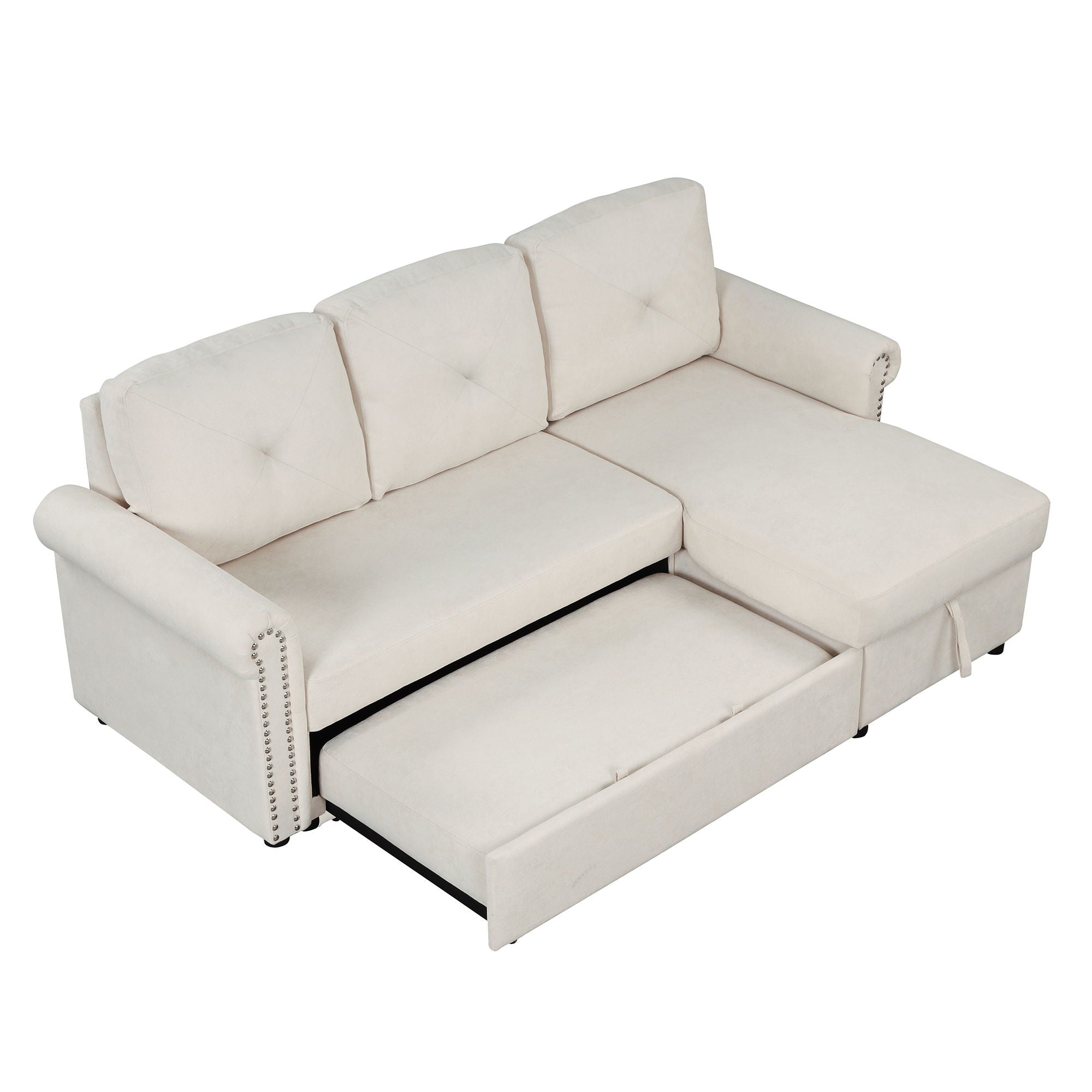 Modern Convertible Sleeper Sofa Bed With Storage Chaise