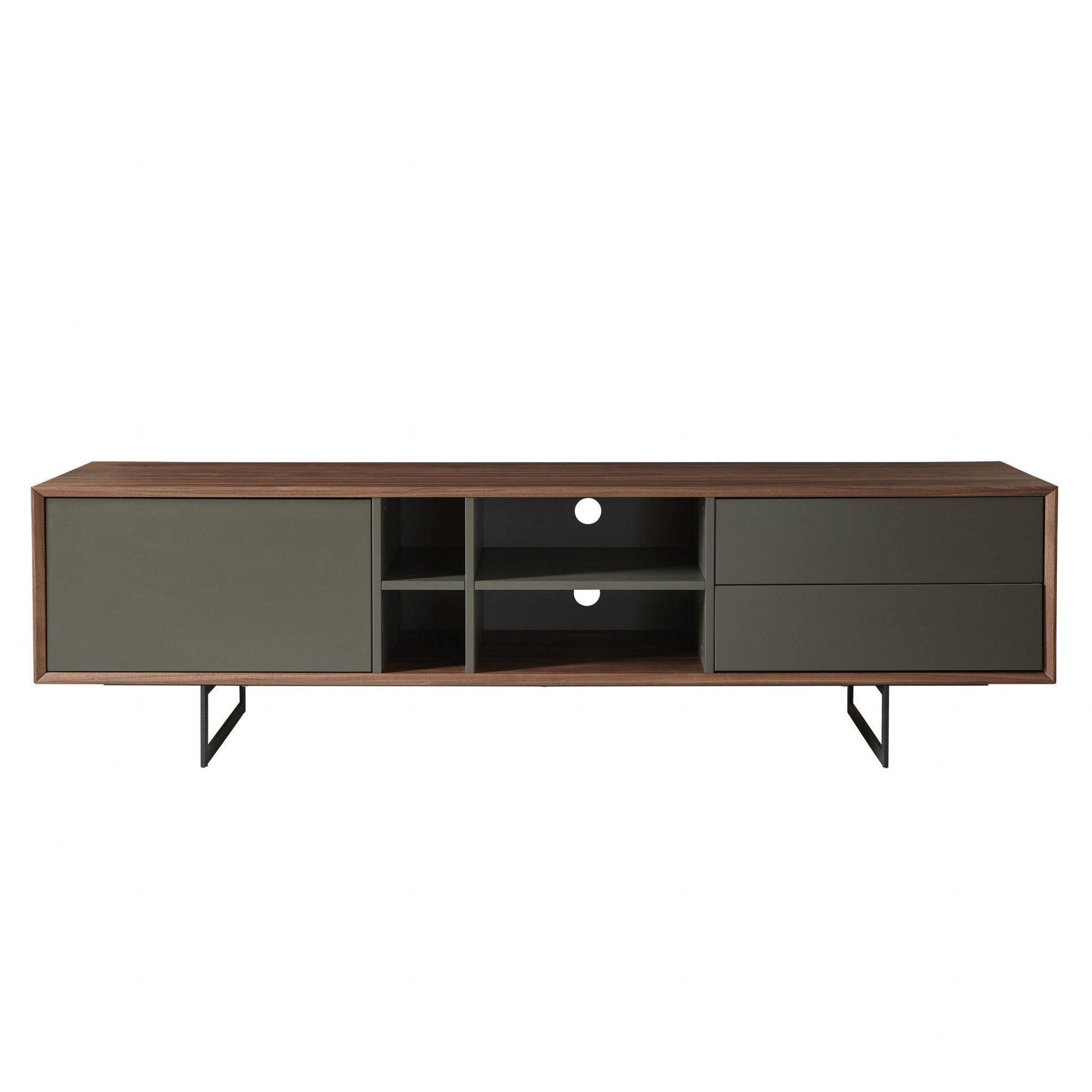 Media TV Stand In Walnut - Dark Gray