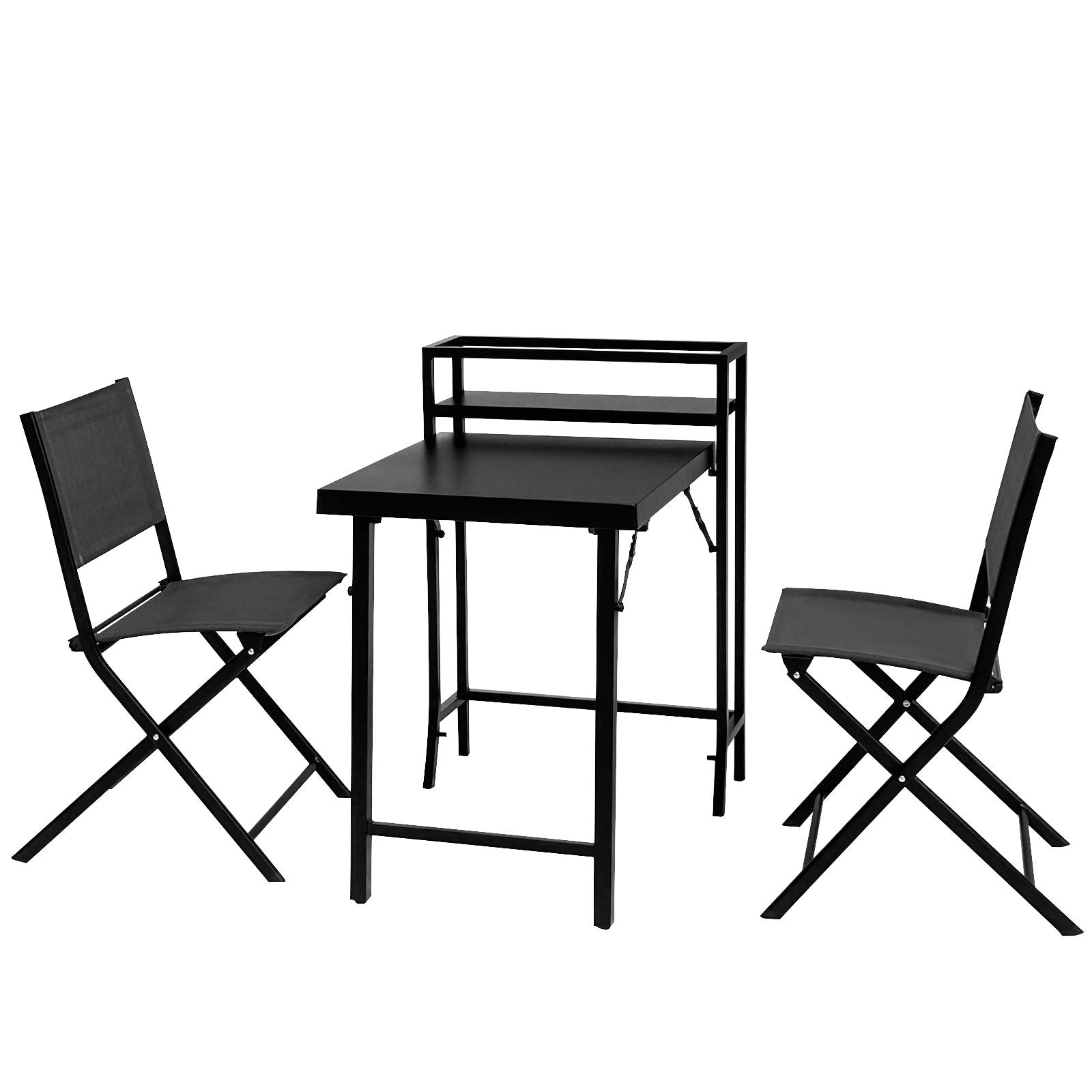 3 Piece Patio Bistro Set, Patio Set Of Foldable Patio Table And Chairs, Outdoor Patio Furniture Sets - Black