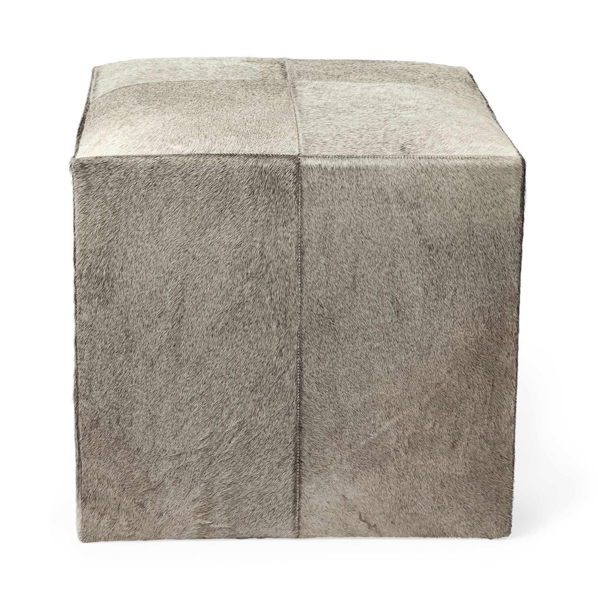 Wool Cube Ottoman - Gray