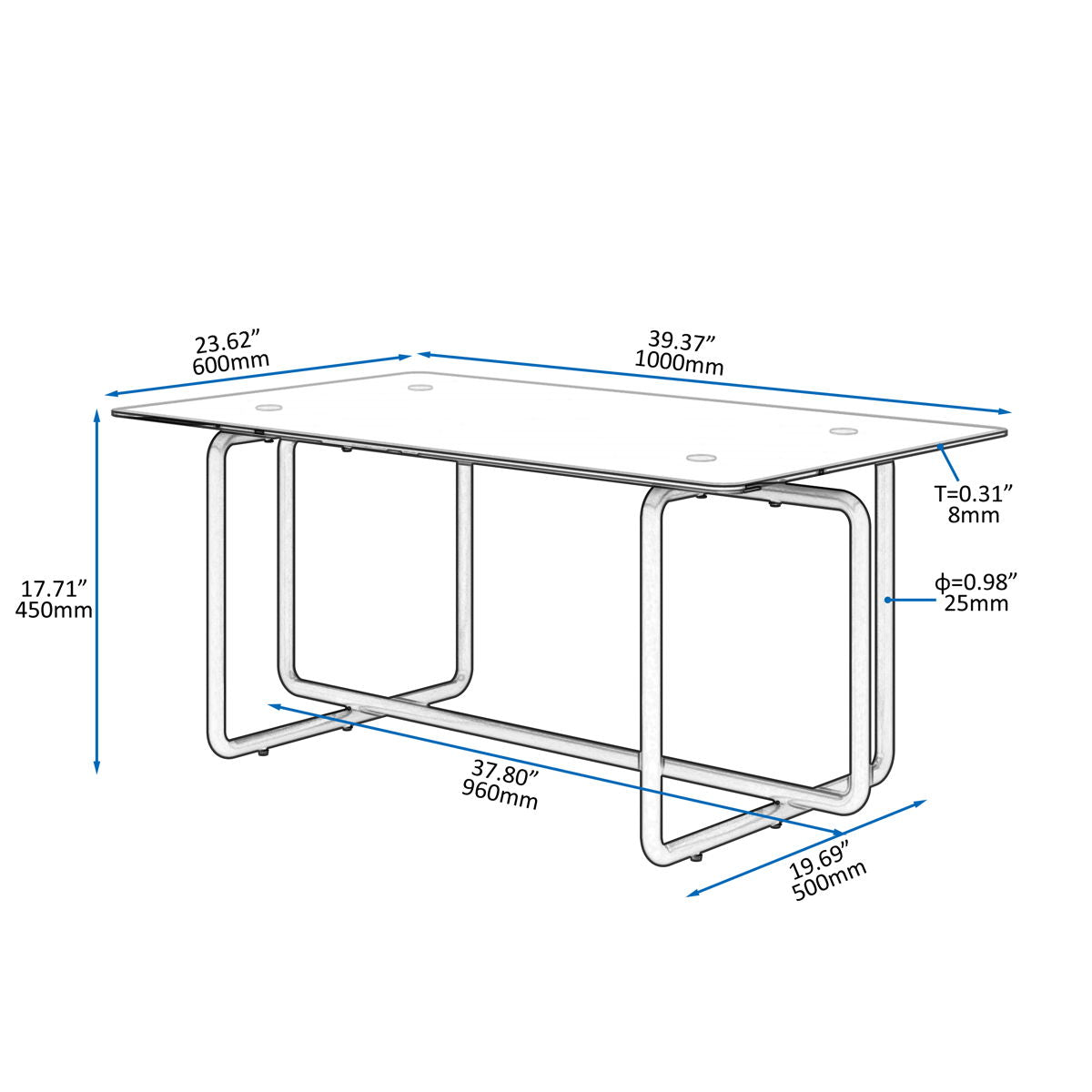 Modern Tempered Glass Tea Table Coffee Table, Table For Living Room