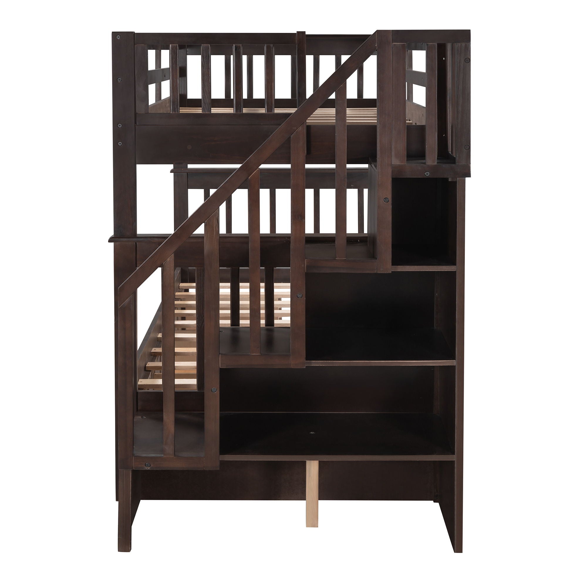 Stairway Twin Over Twin Bunk Bed With Three Drawers For Bedroom, Dorm