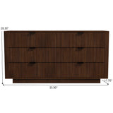 Lola - Mid-Century Modern Dresser With 6 Drawers - Dark Brown
