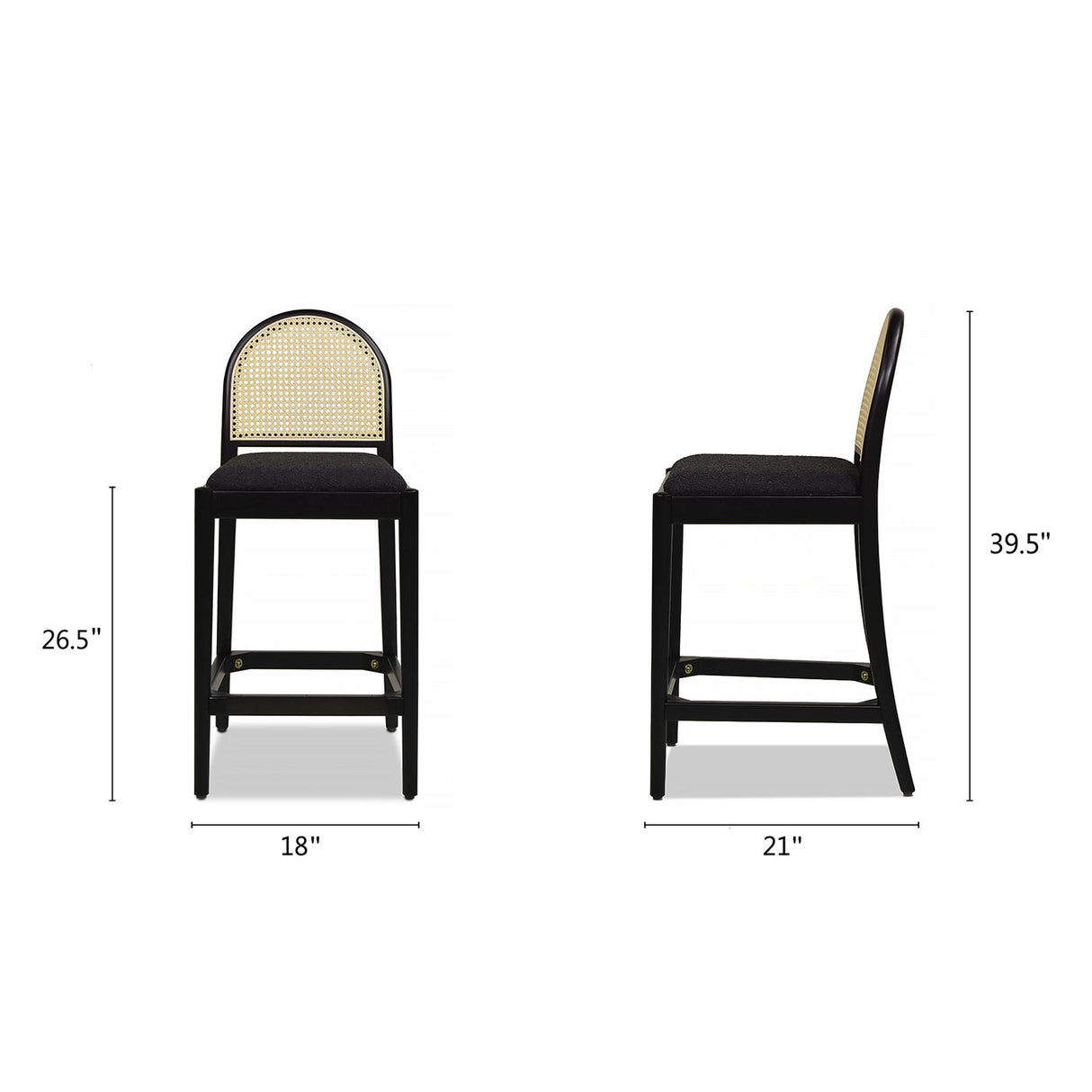 Panama - Curved Back Cane Counter Stool (Set of 2) by Jennifer Taylor Home | Bel Furniture