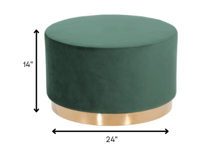 Velvet Footstool Ottoman - Green / Gold