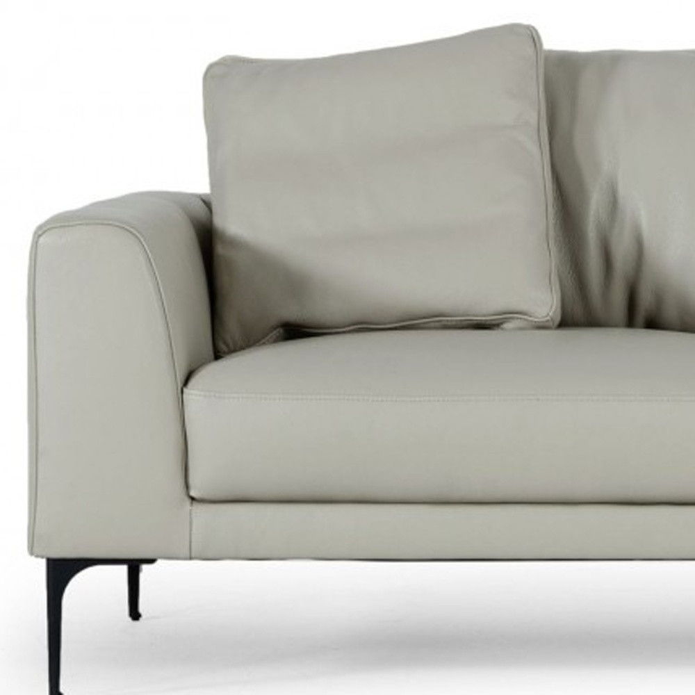 Contemporary Leather Sofa - Light Gray