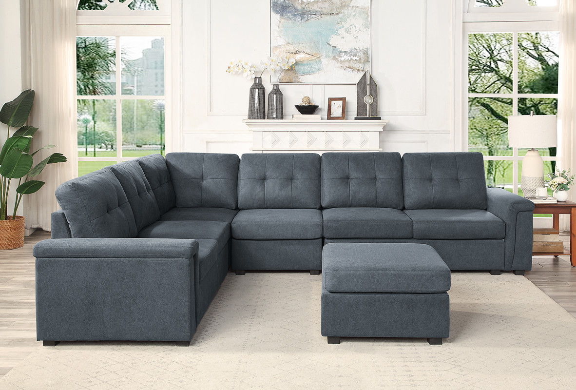 Isla - Fabric Sectional Sofa With Ottoman by Lilola Home | Bel Furniture