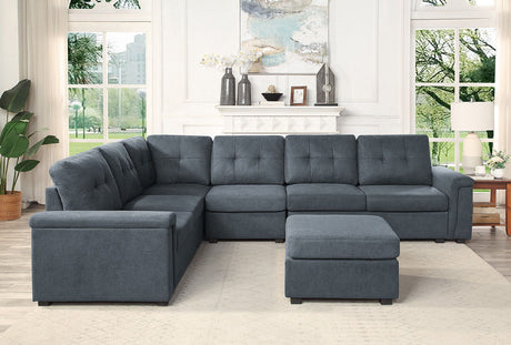 Isla - Fabric Sectional Sofa With Ottoman by Lilola Home | Bel Furniture