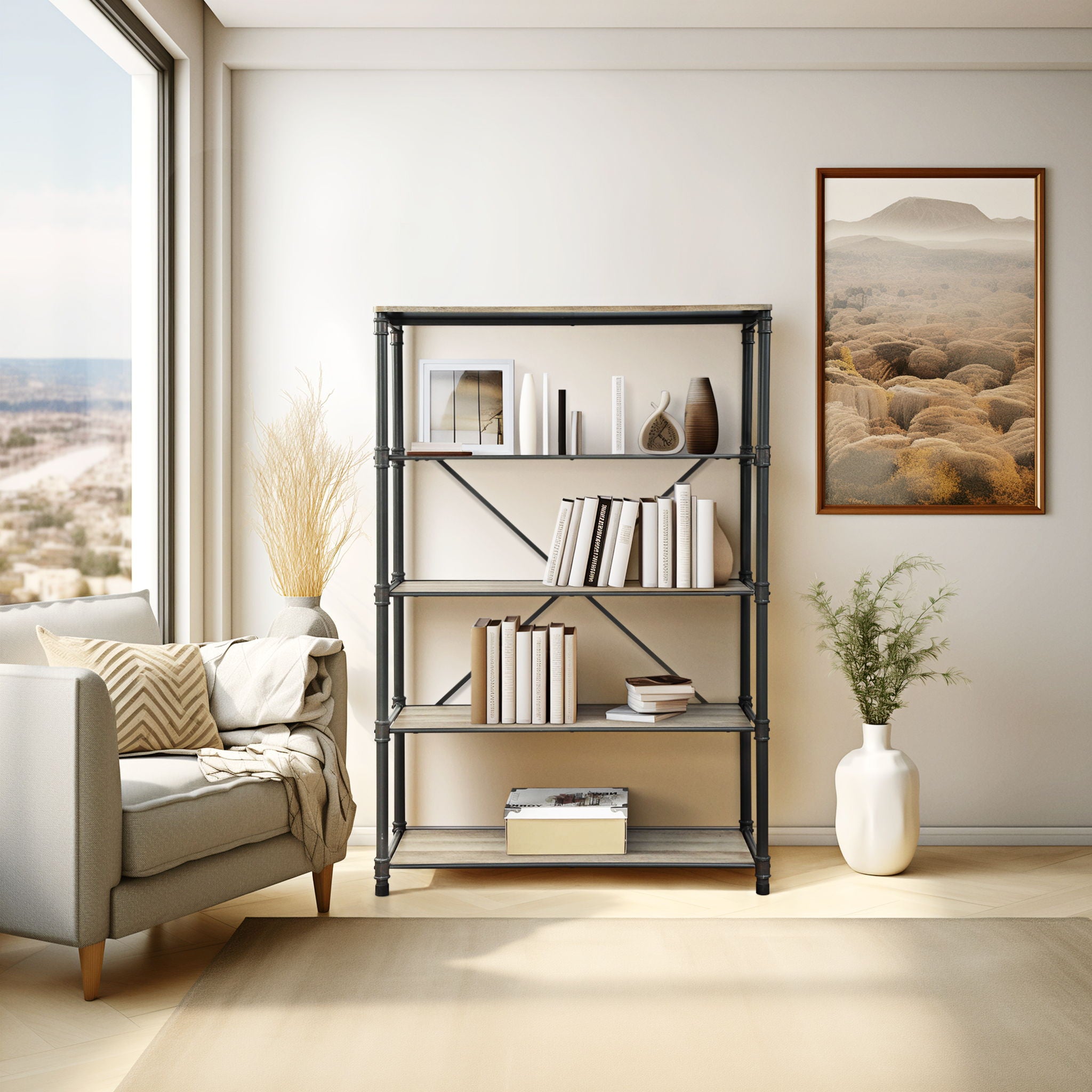 Itzel - Bookshelf - Gray / Oak