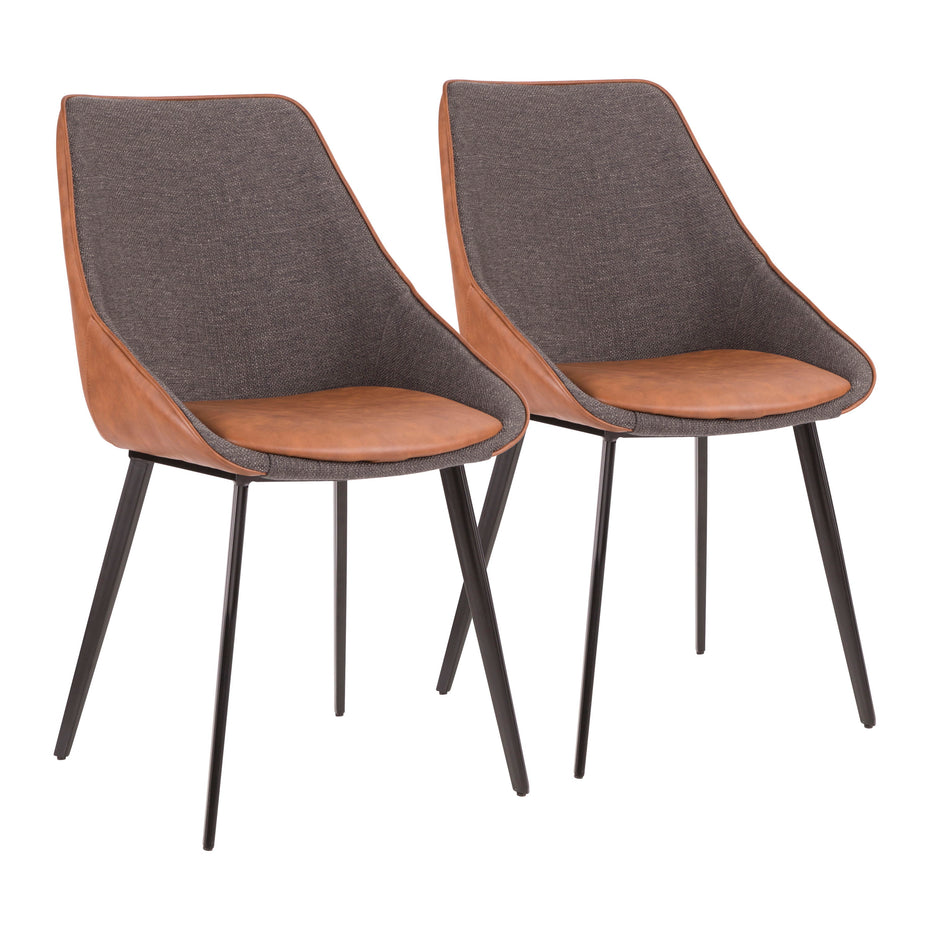 Marche - Contemporary Two Tone Chair (Set of 2) - Brown / Gray