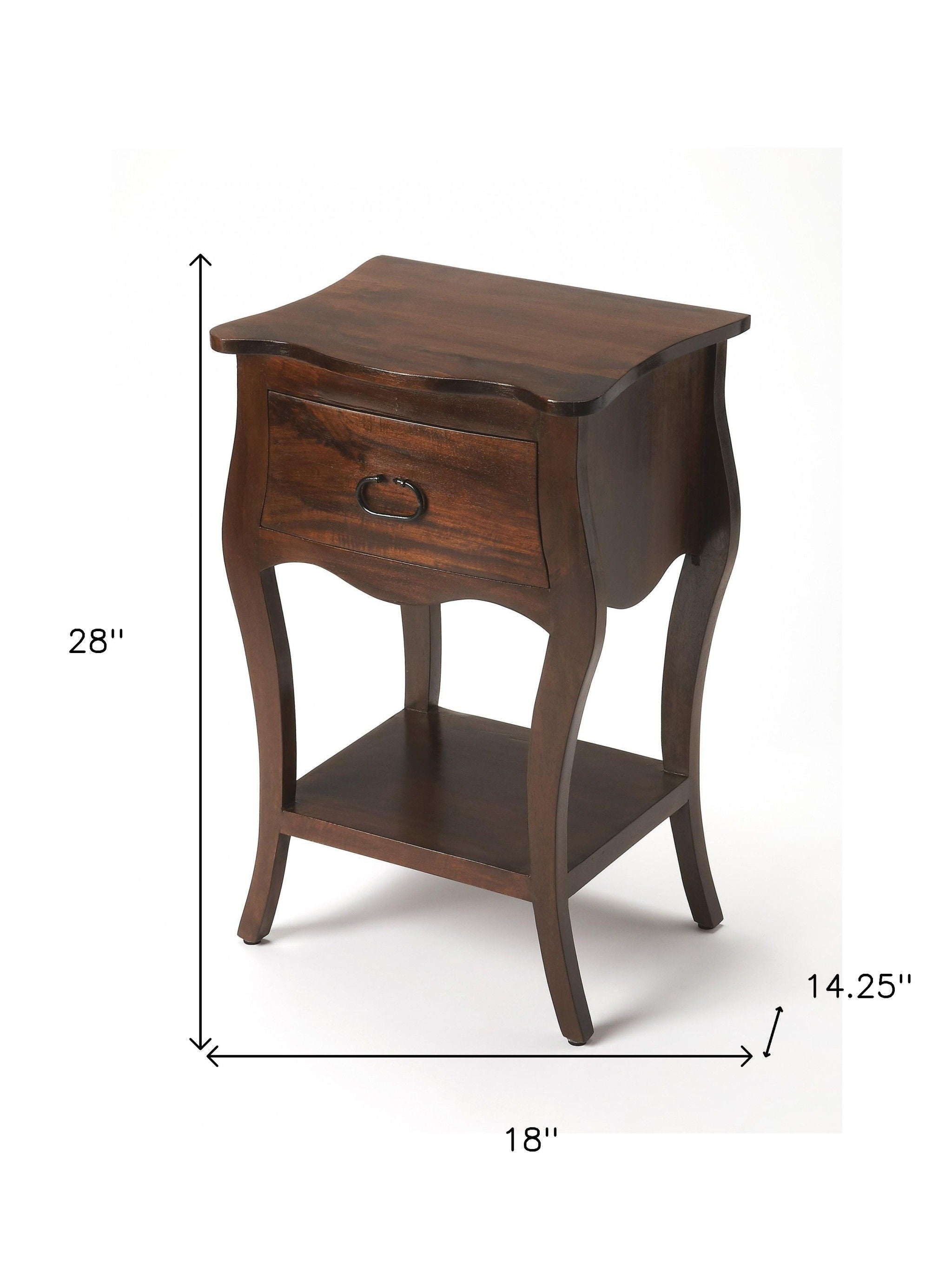 One Drawer Solid Wood Nightstand - Brown