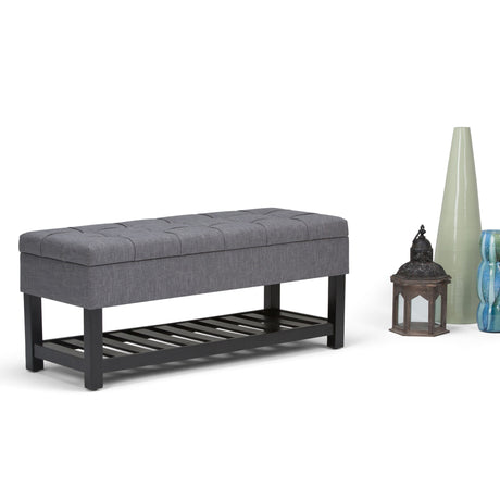 Saxon - Upholstered Transitional Storage Ottoman Bench - view 21