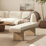 Bella - Upholstered Modern Accent Bench - Ivory White by Jennifer Taylor Home | Bel Furniture