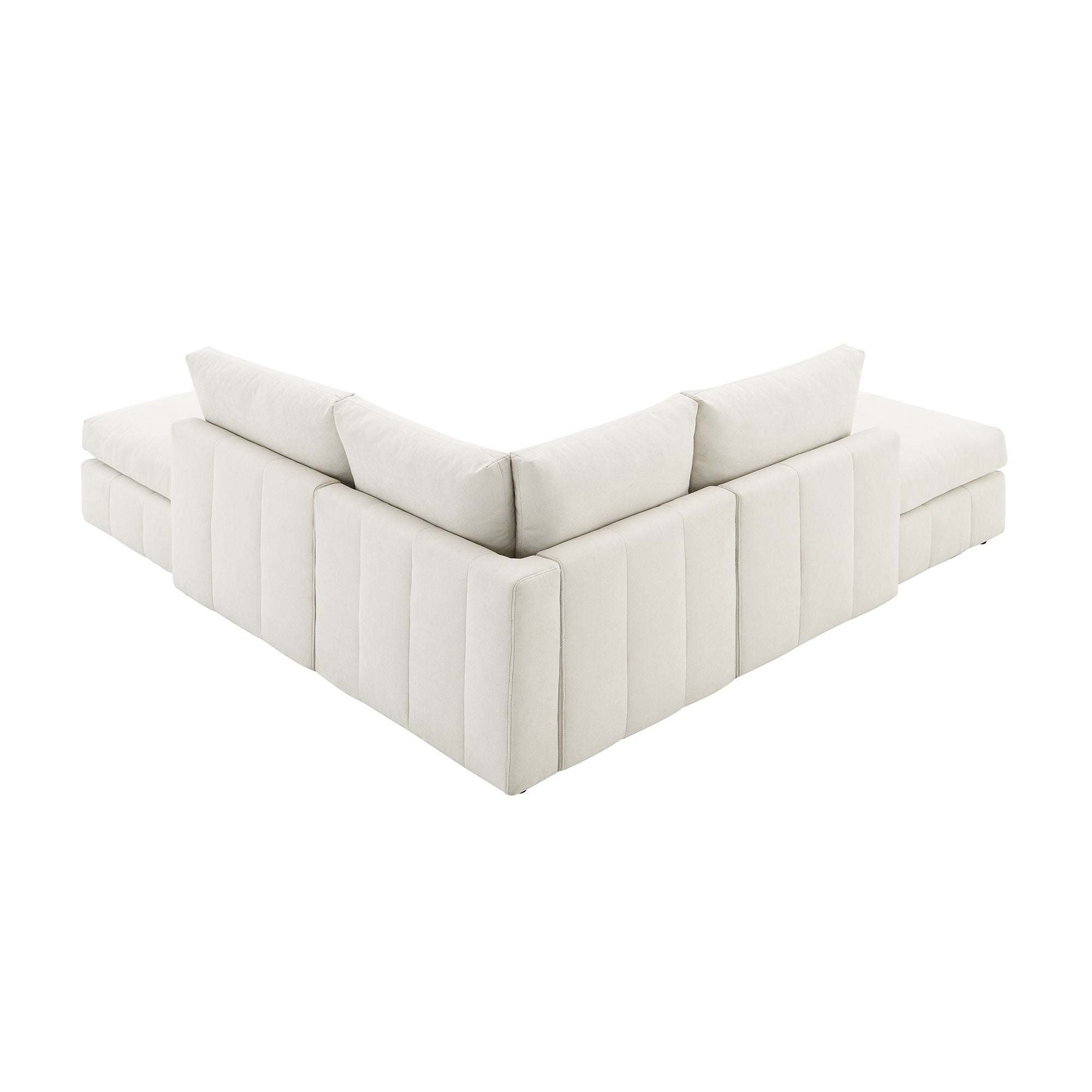 Modern Sectional Sofa With Vertical Stripes, 5 Seat Armless Couch Set With Convertible Ottomans, Various Combinations, L-Shape Indoor Furniture For Living Room