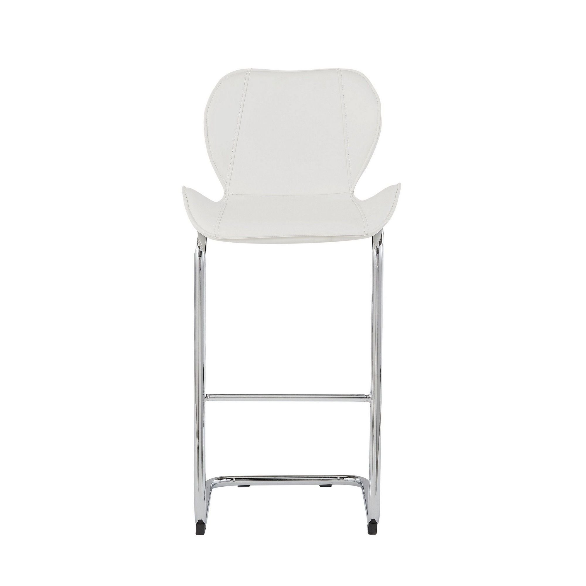 Metal Low Back Bar Height Bar Chairs (Set of 4) - White / Silver