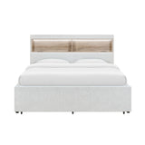 Sacha - Bed With LED And Bookcase Headboard, Built In Siderail Storage