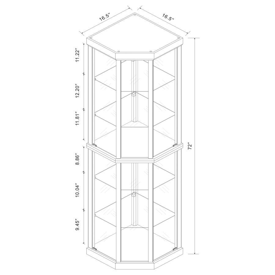 Appledale - 6-Shelf Corner Curio Display Cabinet - Medium Brown by CoasterEssence | Bel Furniture