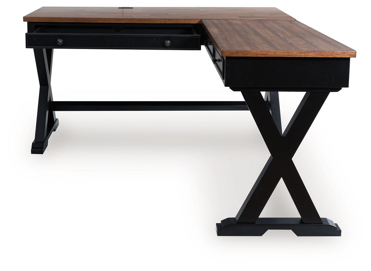 Wildenauer - Brown / Black - Home Office Desk And Return by Signature Design by Ashley® | Bel Furniture