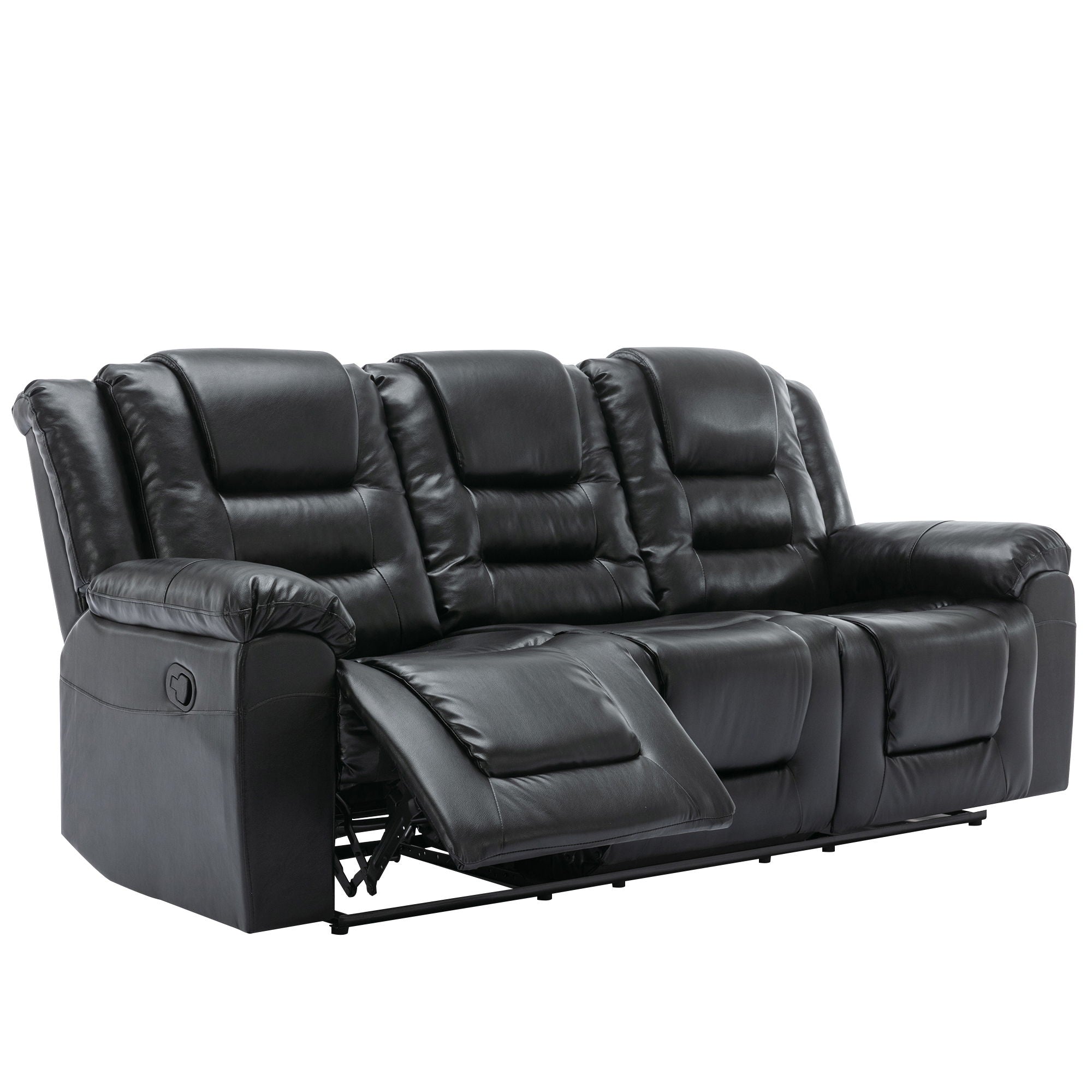 3 Seater Home Theater Recliner Manual Recliner Chair With Two Built-In Cup Holders For Living Room