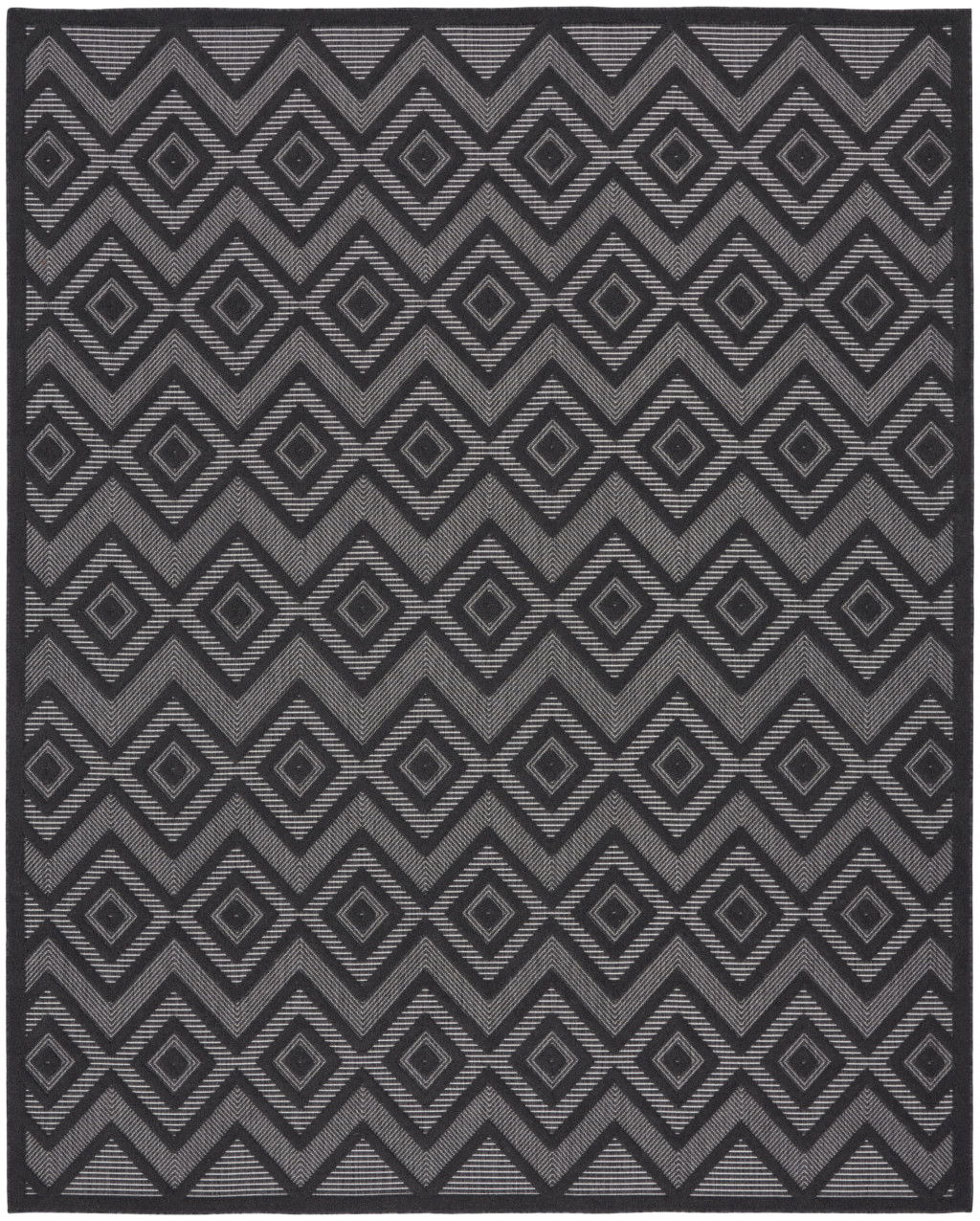 9' X 12' Area Rug Geometric Flatweave - Black