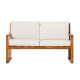 Contemporary Solid Wood Slat Back Patio Loveseat - Brown by Walker Edison | Bel Furniture
