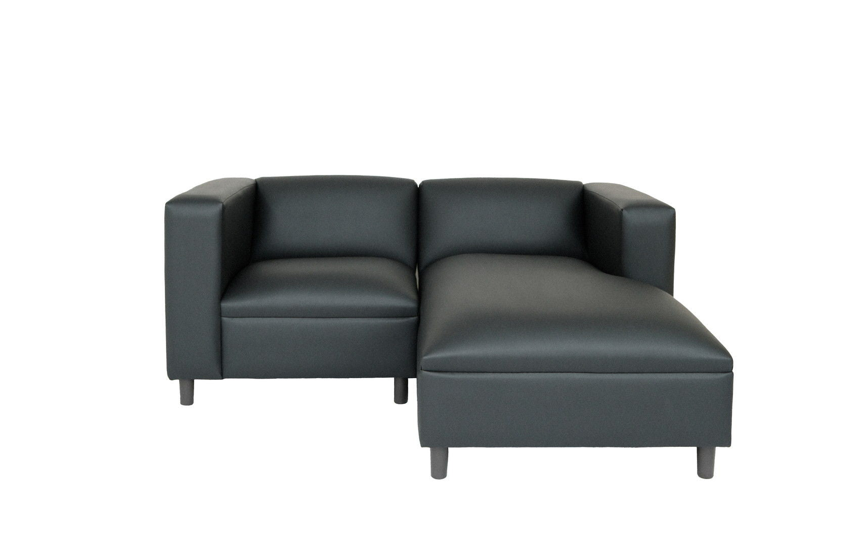 Faux Leather Sofa Chaise - Black