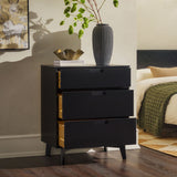 Mid Century Modern 3 Drawer Dresser - Black by Walker Edison | Bel Furniture