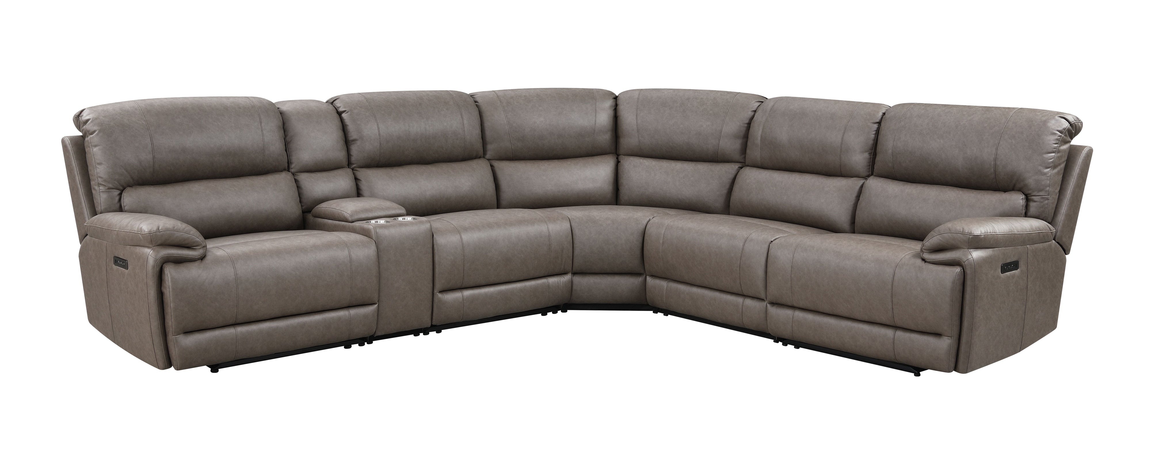 Kantu - Synthetic Leather Motion Sectional Sofa - Brown