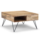 Hunter - Lift Top Square Coffee Table - Natural by Simpli-Home | Bel Furniture