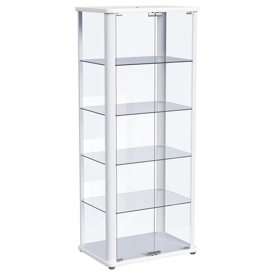 Aero - 5-Shelf Display Curio Cabinet With Led Lighting White by Coaster Fine Furniture | Bel Furniture