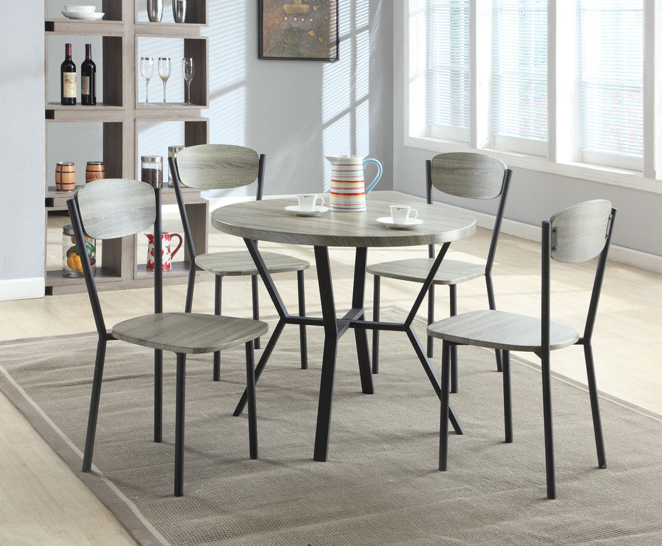 Blake - 5 Piece Round Dining Table / Chair - Gray